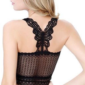Lace Bra Lingerie Crop Top with Butterfly Back